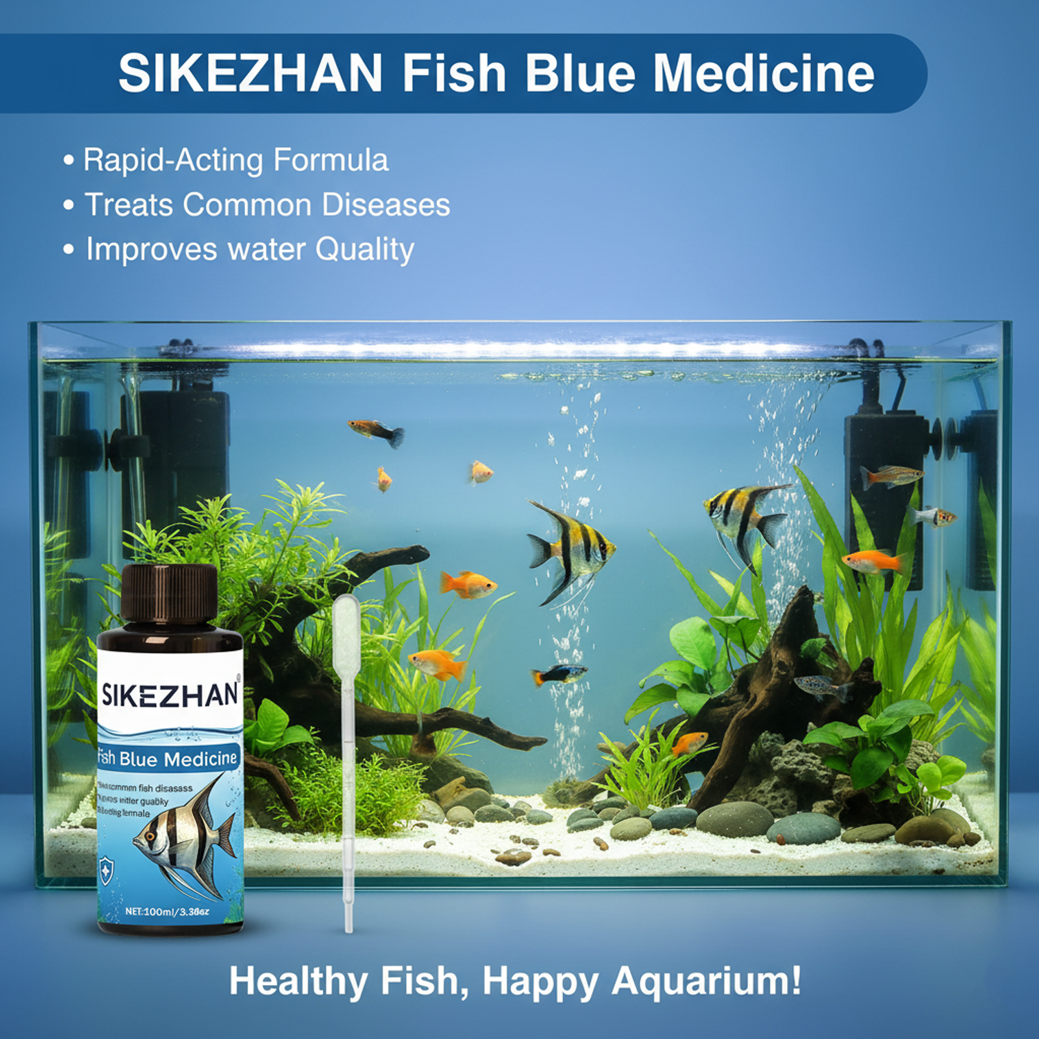 Aquarium Fish Diseases - Large 500ml Methylene Blue Fish Treatment