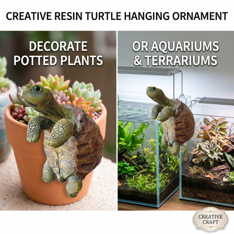 Aquarium Fish Bowl - Fishing Turtle Hanging Turtle Figurine for